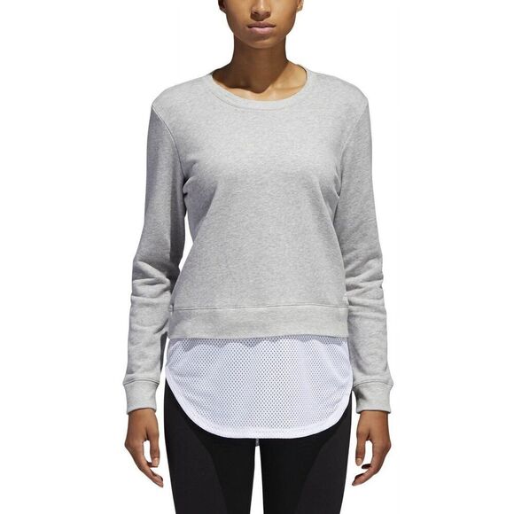Adidas Sweater Womens Size L Gray Dual Layer Sweatshirt Athleisure Streetwear - Picture 1 of 11
